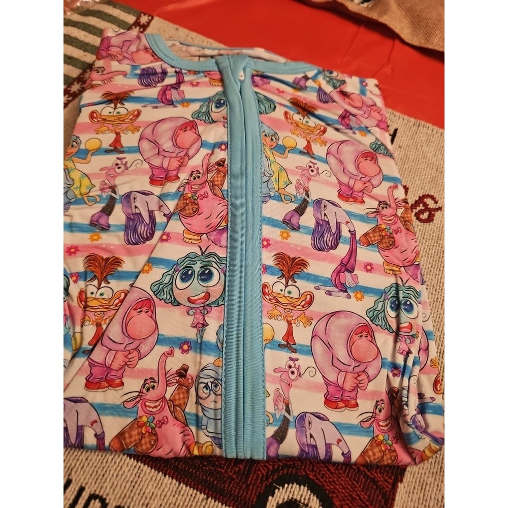 Bamboo Double Zippy Blue/white Inside Out 0 To 3 Months